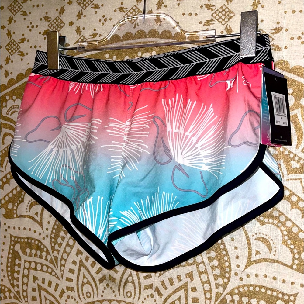 NWT “HURLEY” LADIES PHANTOM TROPICAL ATHLETIC SHORTS, SIZE SMALL - Picture 2 of 5